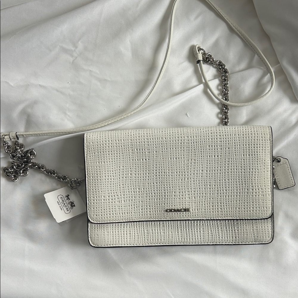 Coach Textured White Crossbody Bag